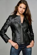 Linet Women's Leather Jacket | Derimod Linet Women's Leather Jacket | Derimod