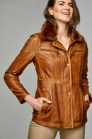 Roxy Women's Leather Jacket | Derimod Roxy Women's Leather Jacket | Derimod