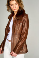 Mira Women's Leather Jacket | Derimod Mira Women's Leather Jacket | Derimod