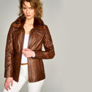 Mira Women's Leather Jacket | Derimod Mira Women's Leather Jacket | Derimod
