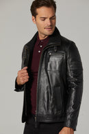 Clark Men's Leather Jacket | Derimod Clark Men's Leather Jacket | Derimod
