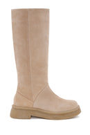 Women's Beige Suede Leather Boots | Derimod Women's Beige Suede Leather Boots | Derimod
