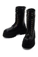 Women's Black Thick Soled Zippered Boots | Derimod Women's Black Thick Soled Zippered Boots | Derimod
