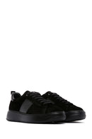 Erkek Siyah Süet Deri Kalın Tabanlı Sneaker | Derimod Erkek Siyah Süet Deri Kalın Tabanlı Sneaker | Derimod