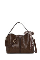 Woman Brown Long-Strap Printed Shoulder Bag | Derimod Woman Brown Long-Strap Printed Shoulder Bag | Derimod