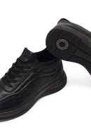Erkek Siyah Bağcıklı Kalın Tabanlı Deri Casual Sneaker | Derimod Erkek Siyah Bağcıklı Kalın Tabanlı Deri Casual Sneaker | Derimod