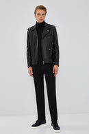Carter Erkek Siyah Biker Deri Mont | Derimod Carter Erkek Siyah Biker Deri Mont | Derimod