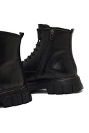 Men's Black Zippered Thick-Soled Leather Boots | Derimod Men's Black Zippered Thick-Soled Leather Boots | Derimod