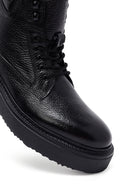 Men's Black Lace-Up Thick-Soled Leather Boat | Derimod Men's Black Lace-Up Thick-Soled Leather Boat | Derimod