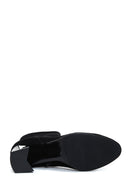 Women's Black Suede Leather Heeled Boots | Derimod Women's Black Suede Leather Heeled Boots | Derimod