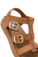 Women's Brown Buckled Thick Soled Leather Sandals | Derimod Women's Brown Buckled Thick Soled Leather Sandals | Derimod