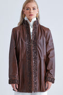 Brunella Women's Leather Jacket | Derimod Brunella Women's Leather Jacket | Derimod