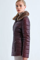 Emmy Furry Women's Leather Jacket | Derimod Emmy Furry Women's Leather Jacket | Derimod