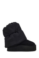 Women's Black Thick-Soled Suede Leather Teddy Boot | Derimod Women's Black Thick-Soled Suede Leather Teddy Boot | Derimod