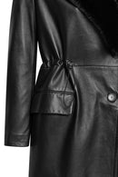Juliet Women's Black Fur Leather Coat | Derimod Juliet Women's Black Fur Leather Coat | Derimod