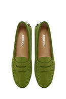 Women's Green Suede Leather Loafer | Derimod Women's Green Suede Leather Loafer | Derimod