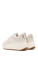 Women's Beige Lace-Up Thick-Sole Knitted Sneakers | Derimod Women's Beige Lace-Up Thick-Sole Knitted Sneakers | Derimod