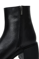 Women's Black Zippered Thick Heeled Leather Boots | Derimod Women's Black Zippered Thick Heeled Leather Boots | Derimod
