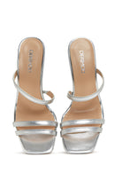 Women's Silver Hologram Derimod X Whenever Company Heeled Slippers | Derimod Women's Silver Hologram Derimod X Whenever Company Heeled Slippers | Derimod