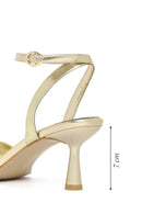 Women's Gold Ankle Buckle Thin Heel Metallic Sandals | Derimod Women's Gold Ankle Buckle Thin Heel Metallic Sandals | Derimod