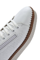 Kadın Beyaz Bağcıklı Kalın Tabanlı Deri Sneaker | Derimod Kadın Beyaz Bağcıklı Kalın Tabanlı Deri Sneaker | Derimod