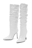 Women's White Thin Heeled Patent Leather Boots | Derimod Women's White Thin Heeled Patent Leather Boots | Derimod