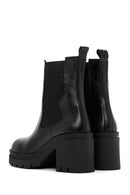 Women's Black Leather Heeled Chelsea Boots | Derimod Women's Black Leather Heeled Chelsea Boots | Derimod