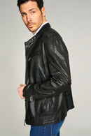 Kidd Men's Leather Jacket | Derimod Kidd Men's Leather Jacket | Derimod