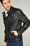 Kidd Men's Leather Jacket | Derimod Kidd Men's Leather Jacket | Derimod