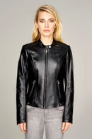 Malibuna Women's Leather Jacket | Derimod Malibuna Women's Leather Jacket | Derimod