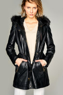 Whitney Women's Leather Jacket | Derimod Whitney Women's Leather Jacket | Derimod