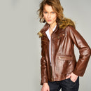 Gınella Women's Leather Jacket | Derimod Gınella Women's Leather Jacket | Derimod