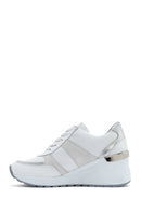 Kadın Beyaz Dolgu Topuklu Yandan Fermuarlı Deri Sneaker | Derimod Kadın Beyaz Dolgu Topuklu Yandan Fermuarlı Deri Sneaker | Derimod