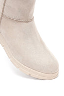Women's Beige Zippered Suede Teddy Boot | Derimod Women's Beige Zippered Suede Teddy Boot | Derimod