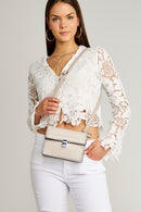 Women's Crossbody Bag with Staple Detail | Derimod Women's Crossbody Bag with Staple Detail | Derimod