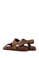 Women's Mink Stone Suede Leather Sandals | Derimod Women's Mink Stone Suede Leather Sandals | Derimod
