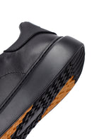 Erkek Siyah Bağcıklı Kalın Tabanlı Deri Sneaker | Derimod Erkek Siyah Bağcıklı Kalın Tabanlı Deri Sneaker | Derimod
