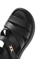 Women's Black Ankle Strap Thick Soled Leather Comfort Sandals | Derimod Women's Black Ankle Strap Thick Soled Leather Comfort Sandals | Derimod
