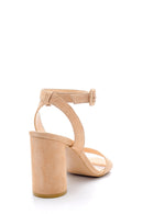 Women's Suede Leather Thick Heeled Sandals | Derimod Women's Suede Leather Thick Heeled Sandals | Derimod