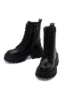 Women's Black Thick Soled Zippered Leather Boots | Derimod Women's Black Thick Soled Zippered Leather Boots | Derimod