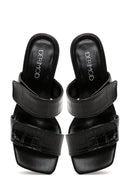 Women's Black Thick Heel Crocodile Slippers | Derimod Women's Black Thick Heel Crocodile Slippers | Derimod