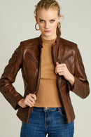 Latinia Women's Leather Jacket | Derimod Latinia Women's Leather Jacket | Derimod