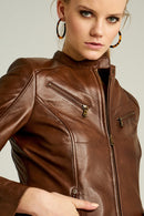Latinia Women's Leather Jacket | Derimod Latinia Women's Leather Jacket | Derimod