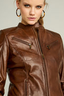 Latinia Women's Leather Jacket | Derimod Latinia Women's Leather Jacket | Derimod