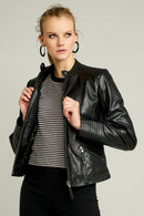 Nita Women's Leather Jacket | Derimod Nita Women's Leather Jacket | Derimod