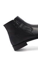 Men's Black Zippered Buckle Detail Leather Classic Boat | Derimod Men's Black Zippered Buckle Detail Leather Classic Boat | Derimod