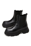 Women's Black Chunky Leather Chelsea Boots | Derimod Women's Black Chunky Leather Chelsea Boots | Derimod
