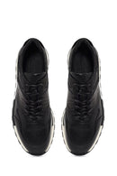 Erkek Siyah Bağcıklı Deri Casual Sneaker | Derimod Erkek Siyah Bağcıklı Deri Casual Sneaker | Derimod