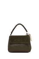 Woman Khaki Long-Strap Suede Shoulder Bag | Derimod Woman Khaki Long-Strap Suede Shoulder Bag | Derimod
