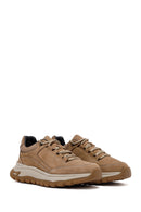 Men's Beige Lace-Up Thick-Soled Nubuck Leather Casual Sneaker | Derimod Men's Beige Lace-Up Thick-Soled Nubuck Leather Casual Sneaker | Derimod